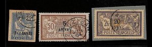 ZA0076a - French Colonies  ZANZIBAR -  STAMPS - Yvert # 51 + 54 + 56 Fine USED