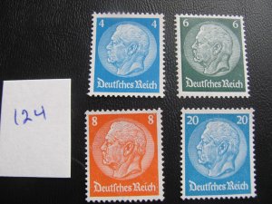 Germany 1933 MNH SC 402,403,404,408 SINGLES VF/XF 25  EUROS (124)