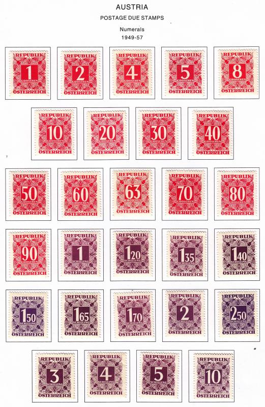 Austria Postage Due #J232-J259, See description