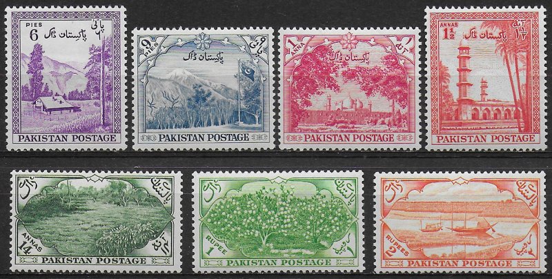 1954 Pakistan VII Anniversario Indipendenza 7v. MNH SG. n. 65/71