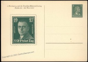 Germany 1927 Berlin 33rd Stamp Day Private Ganzsachen Postal Card Cover G68582