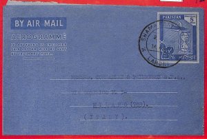 aa5144 - PAKISTAN - Postal History - STATIONERY Aerogramme KESSLER #18 to ITALY