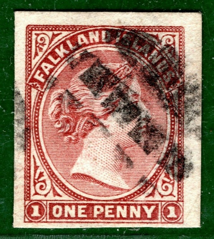 FALKLAND ISLANDS QV SG.8var 1d *ERROR IMPERFORATE* 1887 Unlisted UNIQUE? BLACK2