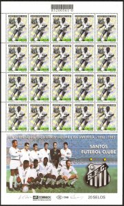 Brazil 2001 Football Soccer FC Santos Full Sheet MNH