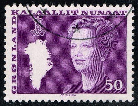 Greenland #120 Queen Margrethe and Map; Used (0.30)