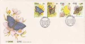 Ireland 1985 FDC Sc #612-#615 4 Butterflies - Common Blue, Red Admiral, Brims...