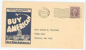 US 720 1933 3c Washington definitive franking this cover canceled on March 4, 1933 in NYC (City Hall Annex) with a New York Amer