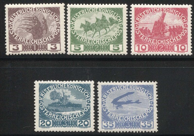 AUSTRIA 1915  Sc B3-7  Semi-Postal set  VF MNH, cv $35