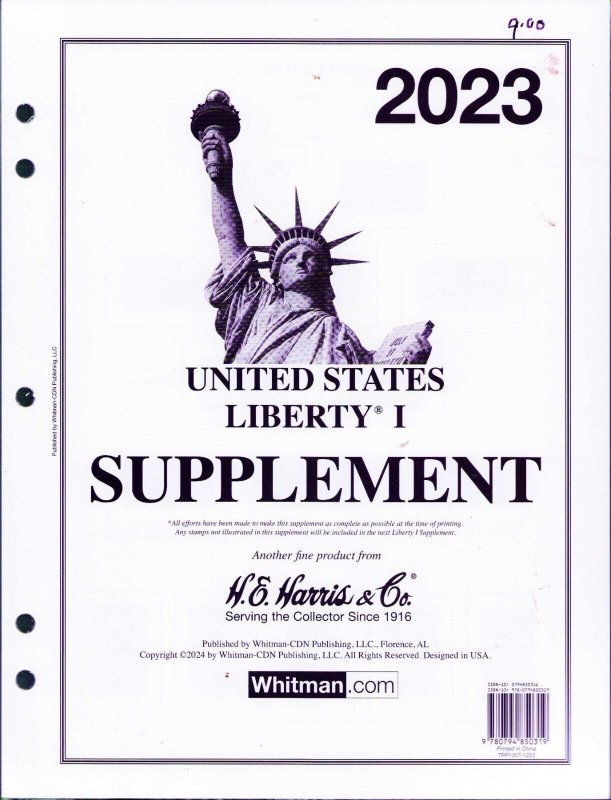 2023  H.E. Harris Liberty 1 Stamp Supplement for United States Stamps Sealed