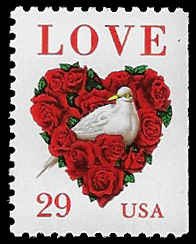 U.S. #2814 MNH; 29c Love stamp - Dove in Rose Heart (1994) (1)