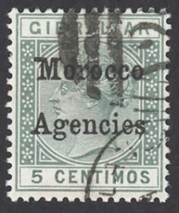 Great Britain Morocco Sc# 12a (long serif M) Used (a) 1899 5c Queen Victoria