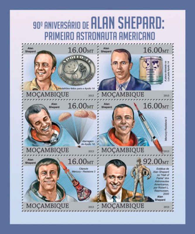 Mozambique - Alan Shepard, Space - 4 Stamp Sheet - 13A-1212