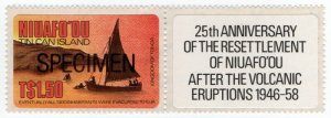 (I.B) Tonga Postal : Niuafoou Volcano $1.50 (specimen)