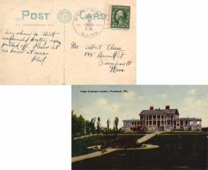 United States Maine Merepoint 1914 doane 3/1  1895-1967  PPC (Cape Cottage Ca...