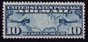 United States Airmail C7 1926 10c dark blue MAP & Two Mail Planes VF/NH