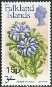 Falkland Islands 1971 15p on 3/- Lavender MH