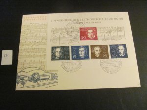 GERMANY  1959 MNH BEETHOVEN FIRST DAY COVER  XF  (191)