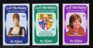 St. Kitts, # 93-95, Royal Wedding, Princess Diana, Mint NH, 1/2 Cat.