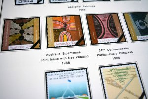 COLOR PRINTED AUSTRALIA 1976-1990 STAMP ALBUM PAGES (63 illustrated pages)