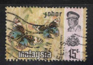 MALAYSIA Johor Scott 181 Used  Butterfly stamp 1971 Vertical Crease