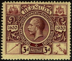 Bermuda #76  Unused - KGV King George V Tercentenary of Bermuda (1921)