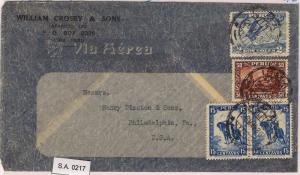 AIRPLANES - PERU - POSTAL HISTORY  -  AIRMAIL COVER to USA - 1936