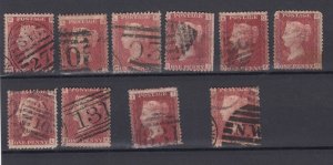 GB QV 1858 1d Red Collection Of 10 From Plate 121 Reconstruction SG43 FU BP8846