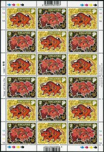 Singapore 775a sheet,MNH.Mi 822-823 bogen. New Year 1997,Lunar year of the Ox.