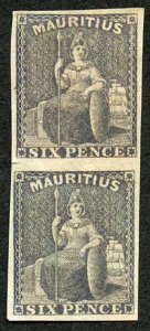 Mauritius SG33 6d Dull purple-slate Mint (no gum) Four Margins (toned)