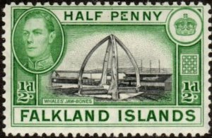 Falkland Islands 84 - Mint-H - 1/2p Whale Jawbones (Centennial Monument) (1938)