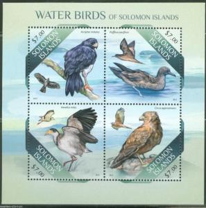 SOLOMON ISLANDS  2013 WATER BIRDS  SHEET PRINCESS DIANA PERF MINT NH