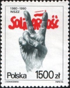 Poland 1990 MNH Stamps Scott 2982 10 Years of Solidarnosc Solidarity Movement