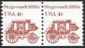 Scott 1898A   4¢ Stagecoach MNH Coil Pair