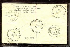 NIGERIA (P1012B) 19 55 REG ABA MOBILE P.O. NO 1 TO ENGLAND