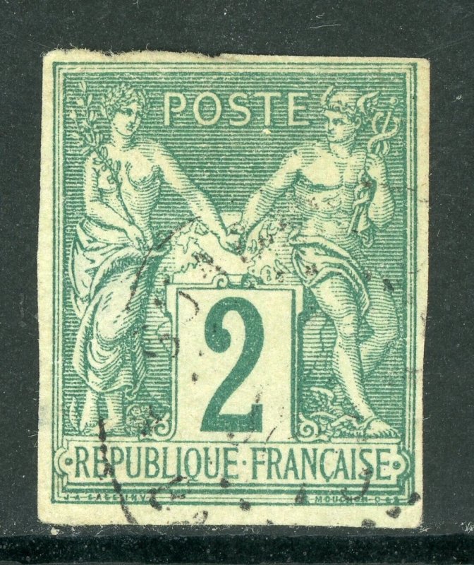 France Colonies 1877 Peace & Commerce 2¢ Green Type 2 Sc# 30 VFU D651