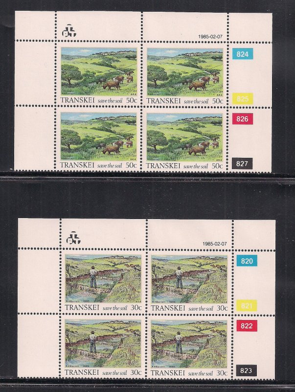 SOUTH AFRICA - TRANSKEI SC# 155-58  4 CONTROL BKS/4 #815-24   FVF/MNH  1985