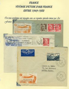FRANCE 1949-52 VOYAGES D'ETUDES LOT of (3) COVERS WITH VIGNETTES
