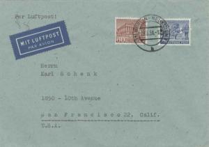 Germany Berlin 60pf Cloisters at Kleist Park and 30pf National Gallery 1951 (...