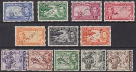 Cayman Islands 1938-1943 SC 100-111 Perf Specimen MNH Set