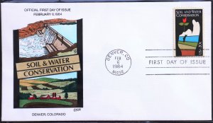 U.S. Used #2074 20c Soil & Water 1984 Collins First Day Cover (FDC)