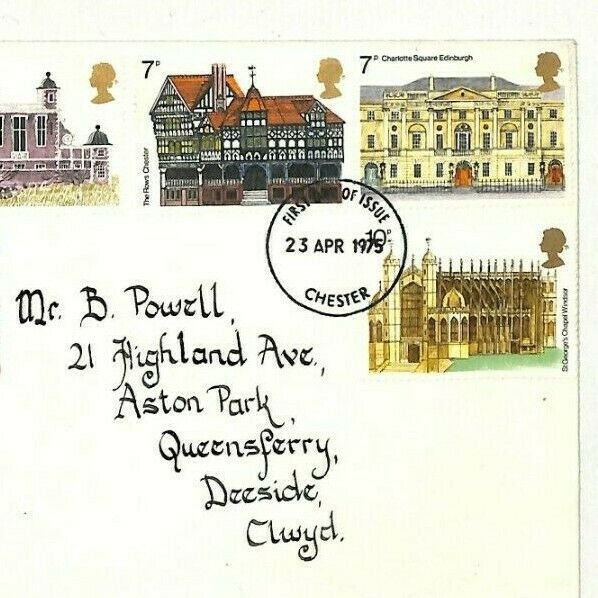 GB HAND-ILLUSTRATED FDC 1975 *Exeter Cathedral* TOWER Devon ARCHITECTURE AO137