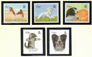 FALKLAND ISLANDS 1993 Pets; Scott 588-92, SG 691-95; MNH