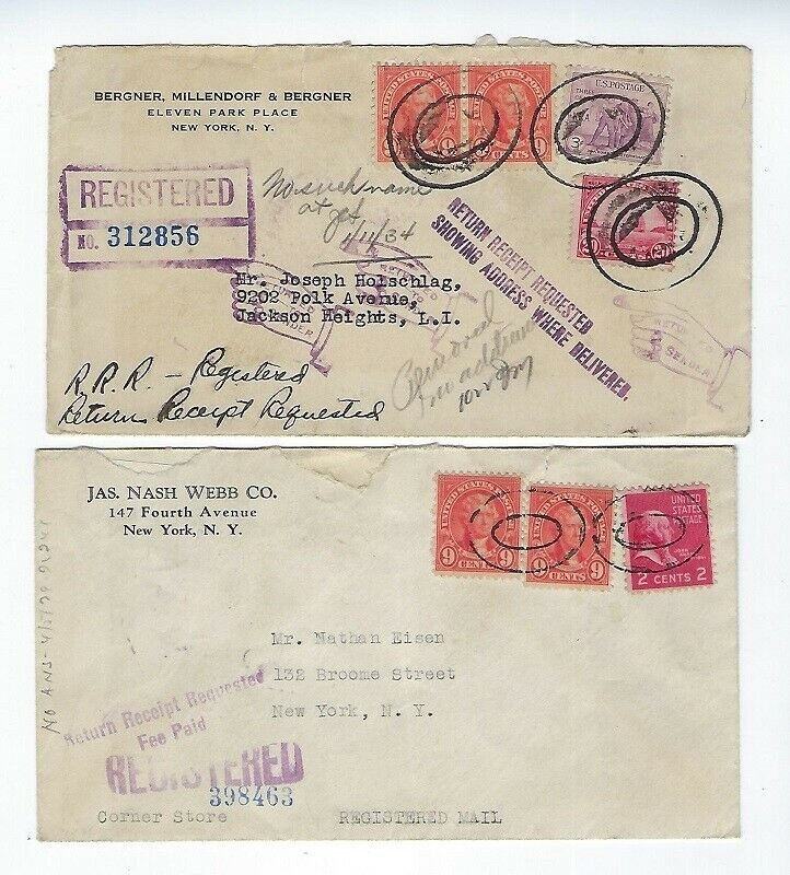 4 INTERESTING REGISTERED MAIL COVERS FROM THE 1930s - Q164