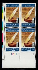 ALLY'S STAMPS US Plate Block Scott #2360 22c Constitution Signing [4] MNH [B]