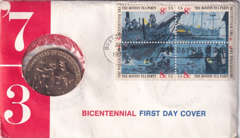 1973, Bicentennial, FDC W/Medal (S19126)