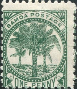 Samoa 1895 SG58b 1d deep green Palm Tree MH 