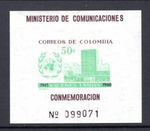 Colombia 725 United Nations Souvenir Sheet MNH VF