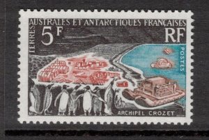 FRENCH ANTARCTIC 1963 5fr Quiet Sun Year/ Penguins; Scott 23, Yvert 20; MNH