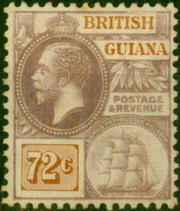 British Guiana 1923 72c Dull Purple & Orange-Brown SG281 Good MM