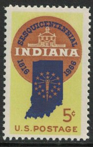 Scott 1308- Indiana Statehood, Sesquicentennial Seal- MNH 1966- mint 5c stamp